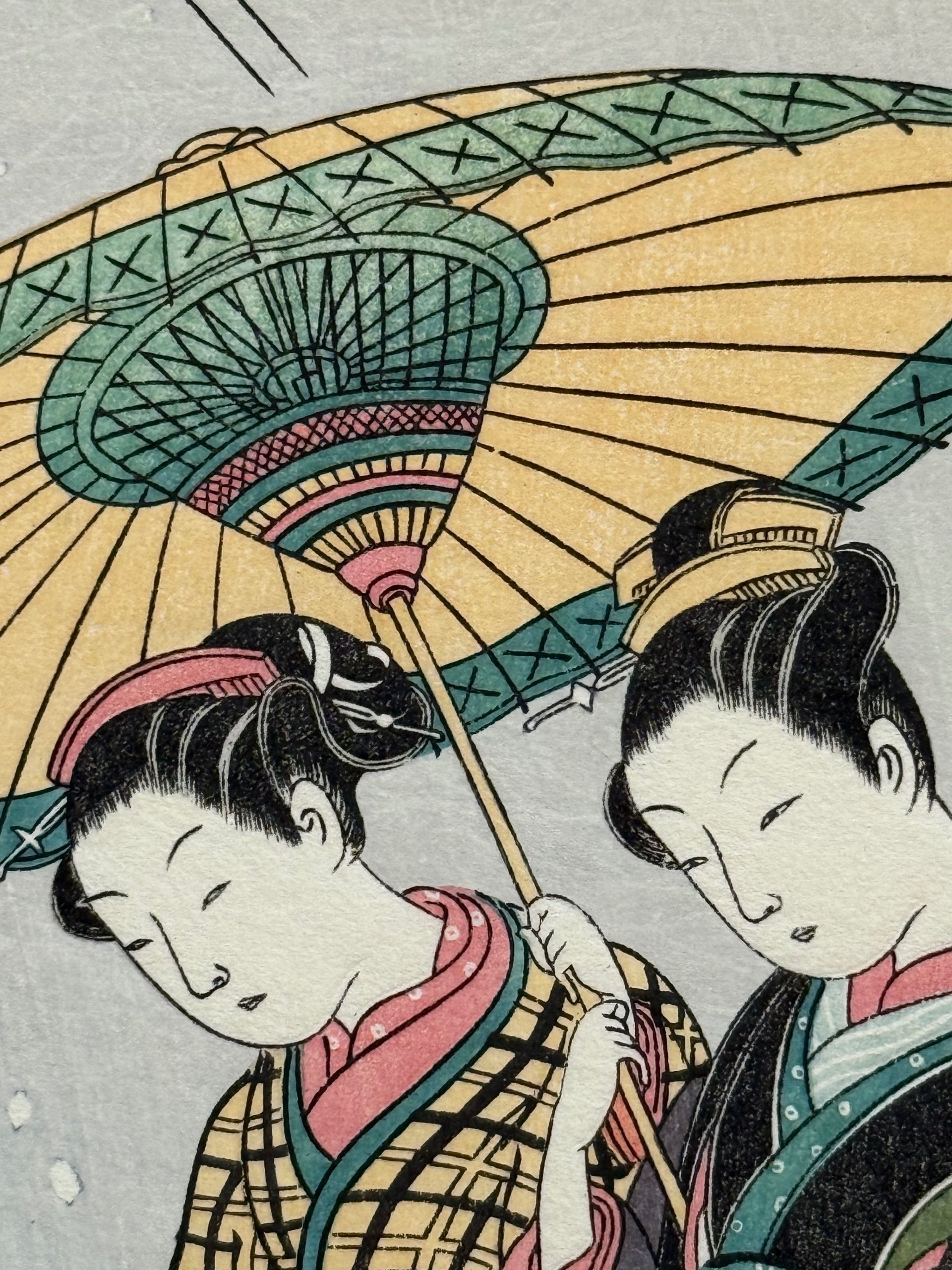 Suzuki Harunobu - Beautés revenant du bain sous la neige, époque Shōwa – Image 3