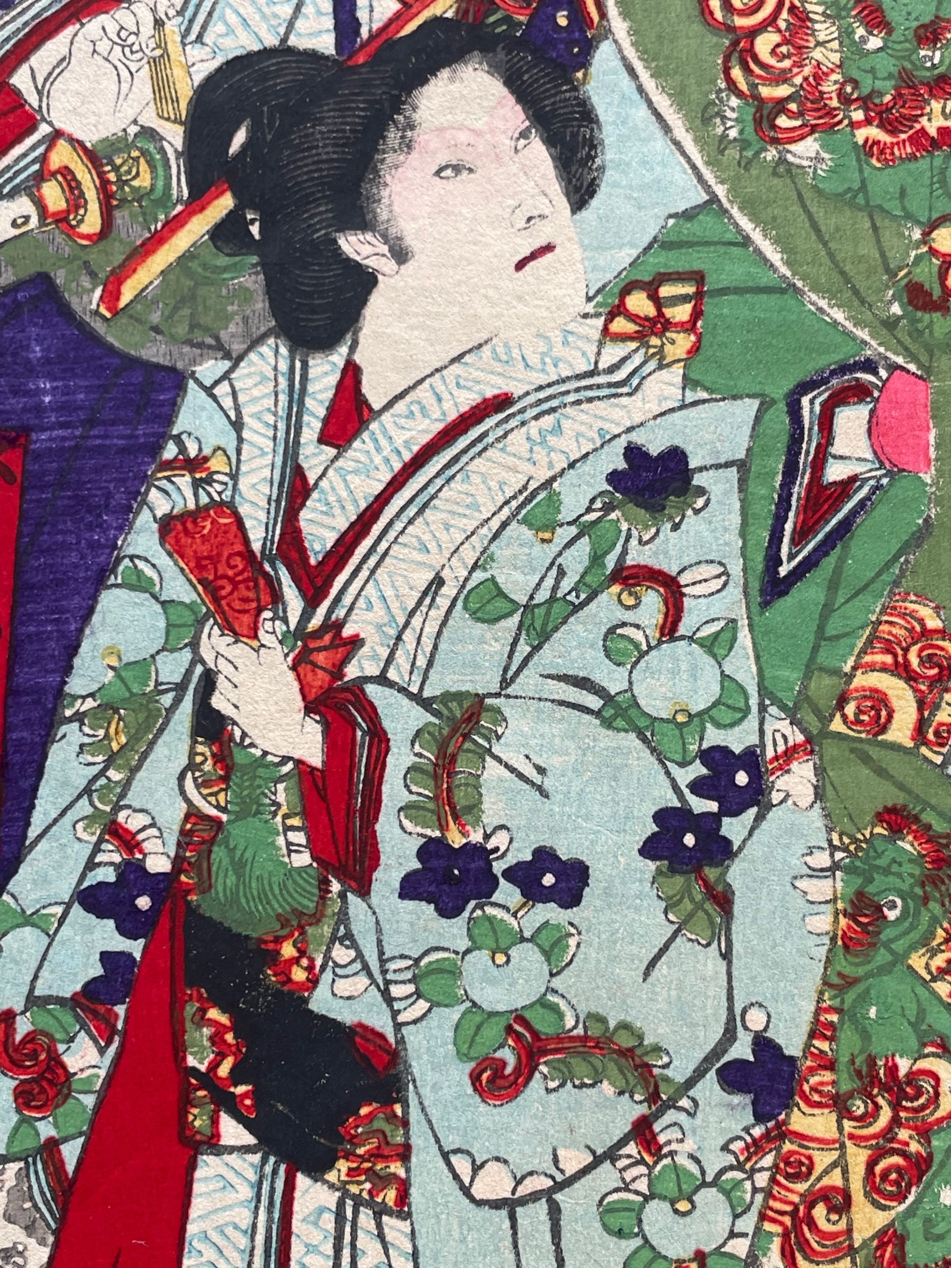 Toyohara Kunichika - Kabuki - Estampe japonaise, Ukiyo-e – Image 6