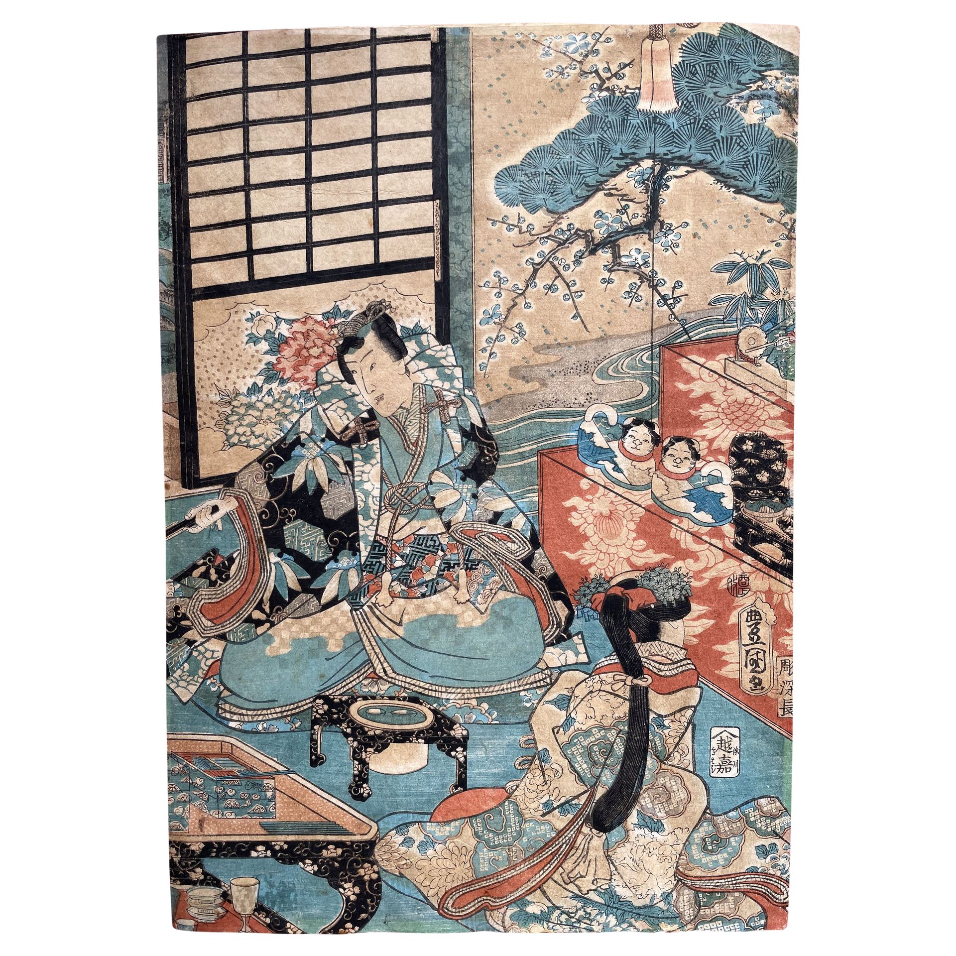 Utagawa Kunisada (Toyokuni iii) - Hina matsuri « Fête des poupées » Estampe japonaise, Ukiyo-e Edo